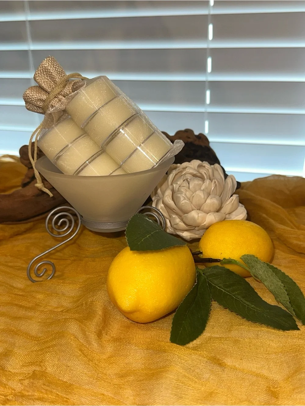 Lemon Zest 8pk Mini Tea Lights with Holder, SCENT UNLEASHED LLC